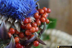 Beeren in Blätter hängen