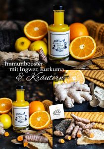 Immunbooster Drink mit Ingwer, Kurkuma und Kräutern