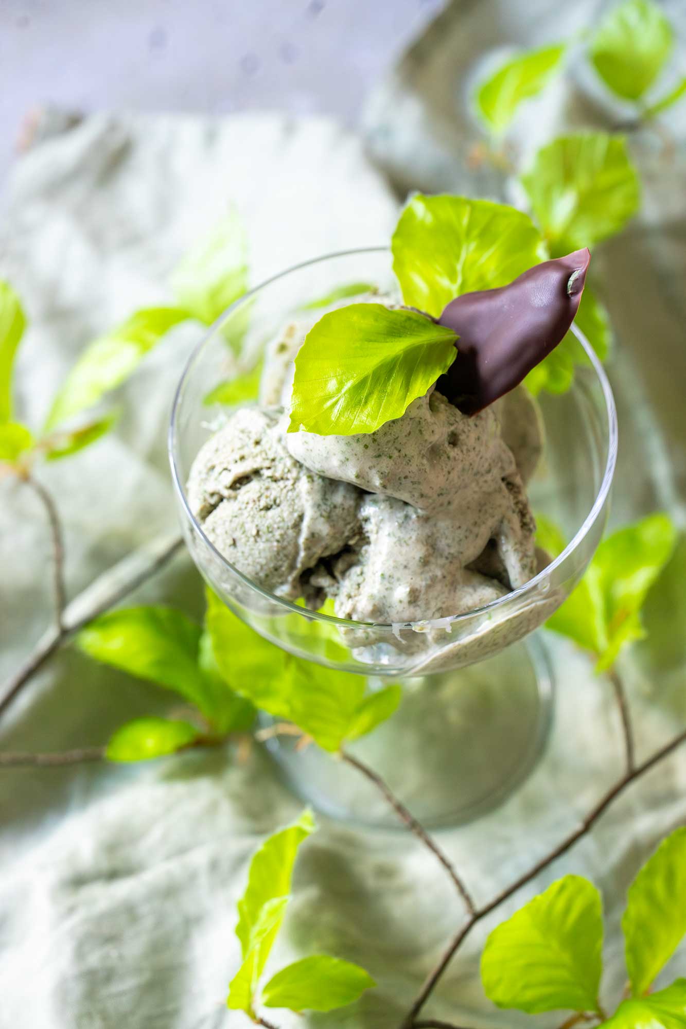 Buchenblätter Eis Rezeptkarte